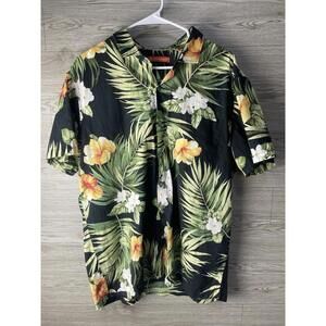 Tori Richard Hawaiian Polo Button Shirt Palm  Men's XL